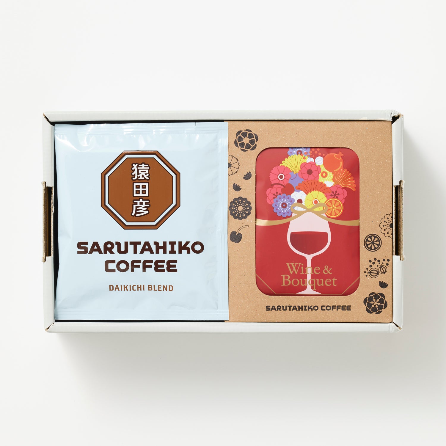 定番ドリップバッグギフト【大吉ブレンド・ワインとブーケ】